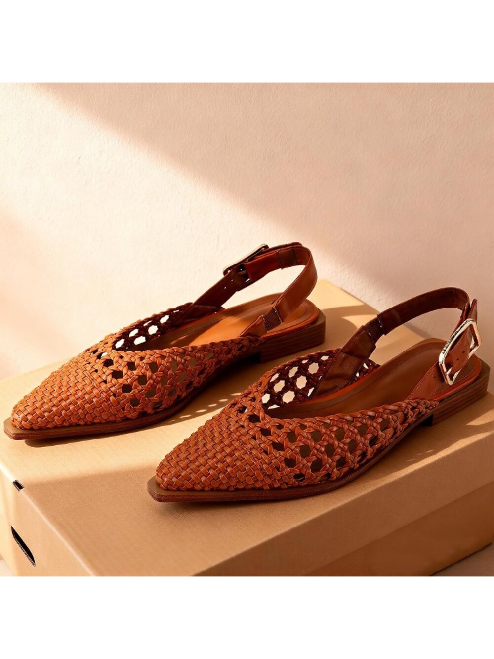 Women's Dark Brown Closed Pointed Toe Slip On Style Office Wear Flat Mules Shoes - Picture 5 of 6